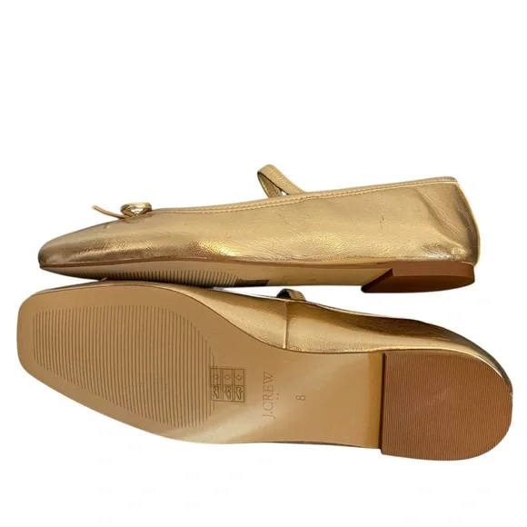 J. Crew Factory Ballet Fats with Strap Gold Size 8 NEW - Picture 6 of 6
